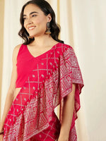 Crop Top with Sharara and frill Dupatta in Magenta Color