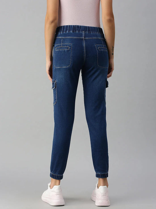 Women's Blue Solid Denim Jeans-CR-7790-Blue