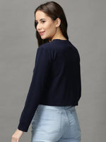 Women's Blue Solid Crop Top-AE-10478-Navyblue