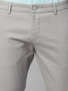 Genips Men's Grey Color Cotton Stretch Caribbean Slim Fit Self Design Trousers