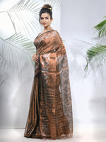 Copper Polka Dots Tissue Saree With Stripes Pallu-MA56TIS33830029