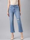 Women Blue Solid Flared Denim Jeans-GZ-5513-Blue