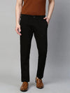 Genips Men's Black Stretch Caribbean Slim Fit Solid Trousers