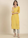 Women Mustard Embellished Straight Kurta-SKC-1245-Mustard