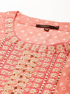 Women's Peach Embroidered Kurta Set-GW-3142A-Peach