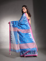 Sapphire Blue Cotton Silk Saree With Texture Border-MA54CTSL33610107