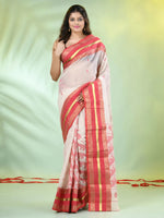 Off White Cotton Handwoven Saree With Ethnic Patterns-MA66CT431930006