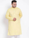 Hangup Men Standard Solid Men's Indian Wear-Yellow_Linen_OnlyLongKurta