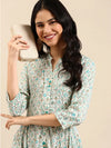 Women's White Printed Anarkali Kurta-AT-A412-LG-Offwhite