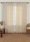 Canopy 100% cotton floral sheer curtain for living room - Light filtering - Brown - Single - Pack of 1-240423019