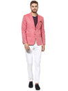 Hangup Men Standard Solid Men Formalwear-RedLinenBlazer