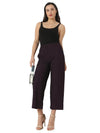 Smarty Pants Women's Cotton Rib Wine Color Pleated Trouser