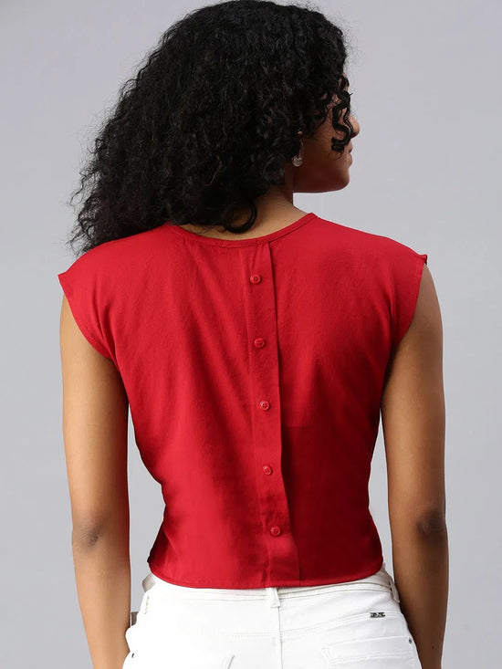 Women Red Solid Corset Top-AE-10210-Red