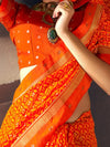 Saree Mall Women's Georgette Orange Embellished Designer Saree With Blouse Piece-VATIKA1003