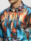 Men Blue Floral Shirt-PRISM-1701-Blue