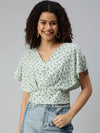 Women's Printed Green Top-AE-10180-Greennavyblue