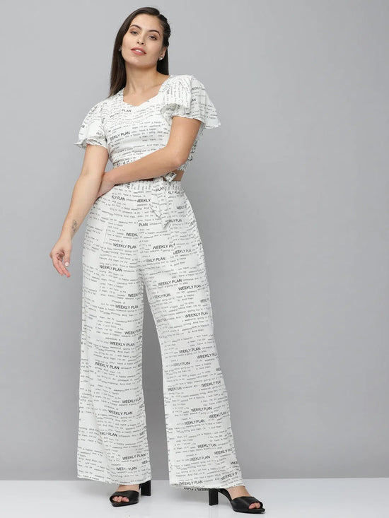 Women's White Printed Co-Ords-AE-7054-White