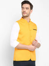 Hangup Men Standard Solid Men's Indian Wear-Yellow_Jute_Nehru