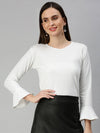 Women's White Solid Tops-AE-10203-White