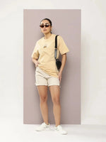 Dillinger Beige Graphic Oversized T-Shirt-WMNCR492BGE-XS