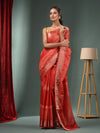 Red Blended Silk Handwoven Saree With Zari Border-MA50BSL34830113