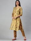 Women's Mustard Printed Kurta Sets-SKC3173-Mustard