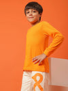 Tales & Stories Boys Orange Cotton Regular Full Sleeve Solid T-shirt