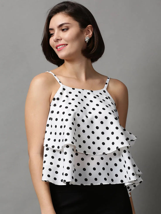 Women's White Printed Top-AE-10449-White