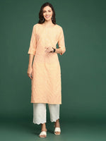 Women's Orange Solid Straight Kurta-SKC-793-Orange