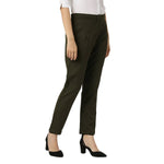 Smarty Pants Women's Cotton Lycra Ankle Length Olive Formal Trouser-SMPT-885C-S