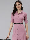 Women Pink Solid A-Line Dress-DF-4784-Pink