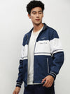 Men Blue Colourblock Casual Bomber Jackets-LBR-102-Blue