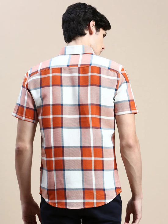 Men Orange Checked Casual Shirt-WILLACHECKS-97-Orange