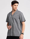 Men Cuban Collar Solid Grey Casual Shirt-CANDORE-2140-Grey