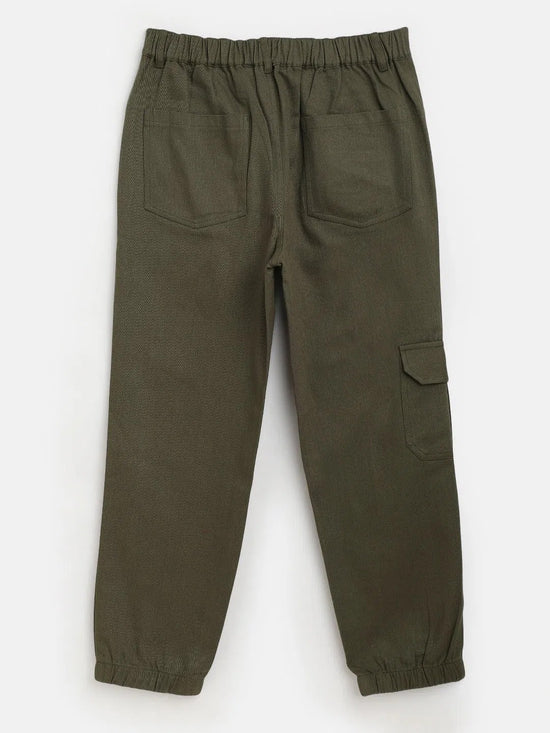 Girls Olive Twill Joggers