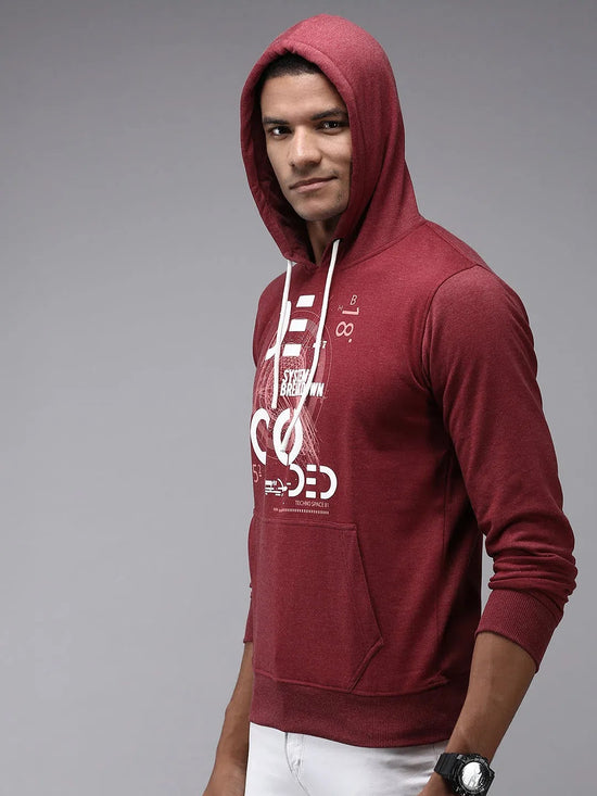 Men Red Solid Sweatshirt-OTSS-28-Maroon