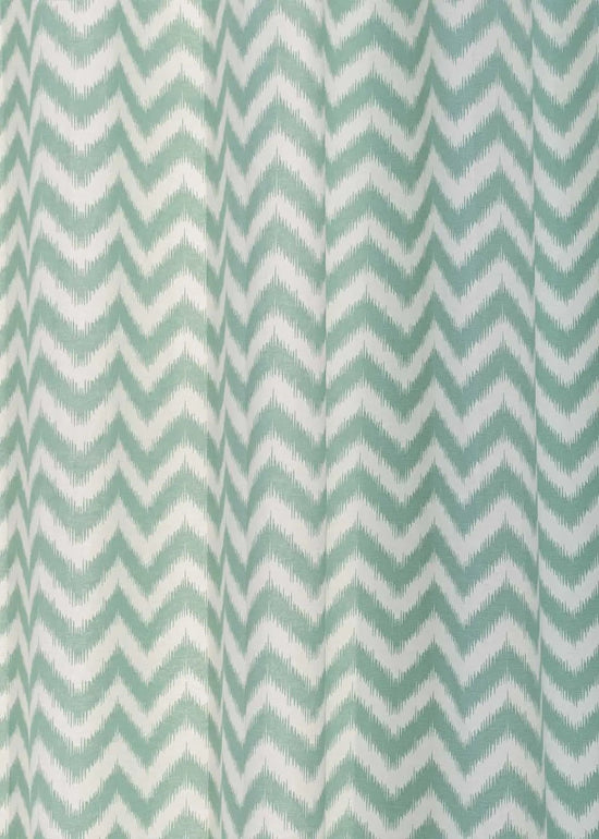 Ikat Chevron 100% cotton geometric curtain for living room - Room darkening - Nile Blue - Pack of 1-230423047