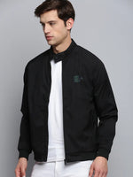 Men Black Solid Casual Jacket-STCW-J-13-Black