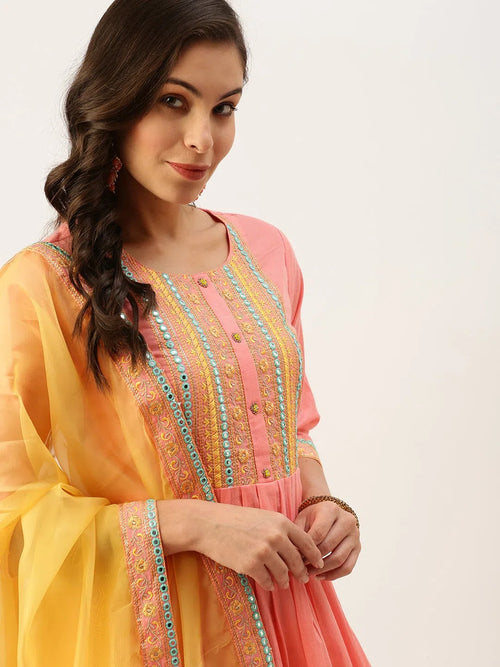 Women's Pink Solid Kurta Sets-GW-2422-Pink