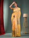 Yellow Blended Silk Handwoven Saree With Woven Zari Border-MA50BSL34830124