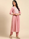 Women's Pink Printed Kurta Set-BCSK-1502-Pink