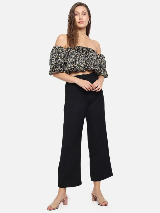 Black Off Shoulder Top-T233901XS