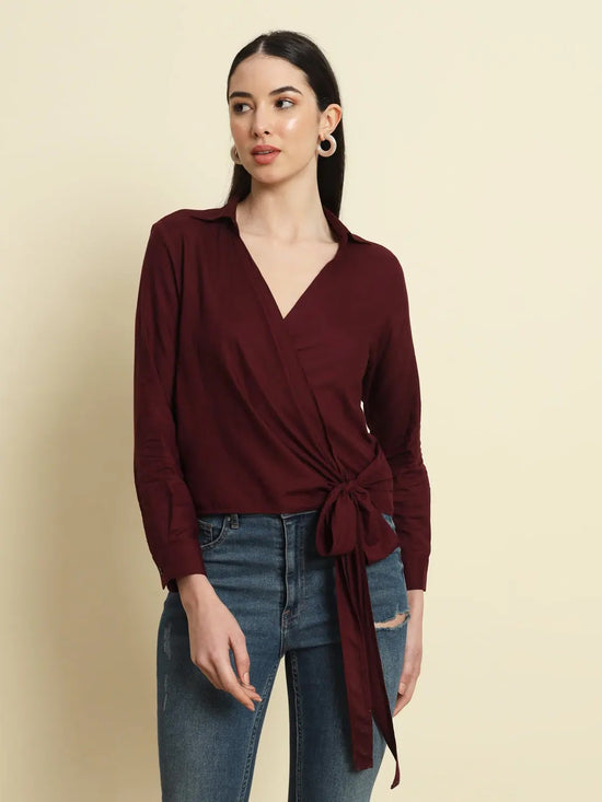 Maroon Wrap Around Top