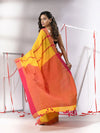 Yellow Cotton Saree With Stripe Designs-MA55CT06520148