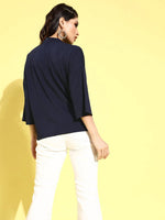 Veni Vidi Vici Navy Drop Shoulder Boxy Top