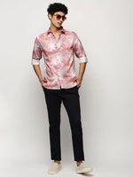 Men Grey Floral Shirt-PRISM-M204-1614-Grey