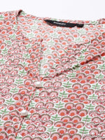 Women's Peach Printed Kurta Set-UB-2623-Peach