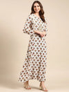 Women's Off White Printed Anarkali Kurta-RF-1775-Offwhite