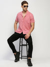 Men Peach Solid Shirt-AANYA-1688-Rose