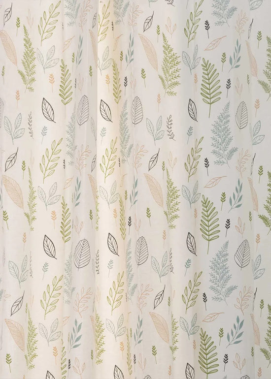 Rustling Leaves 100% cotton floral curtain for bed room - Room darkening - Green - Pack of 1-230423084